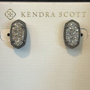Kendra Scott | NWT Ellie Gunmetal Black Drusy Stud Post Earrings